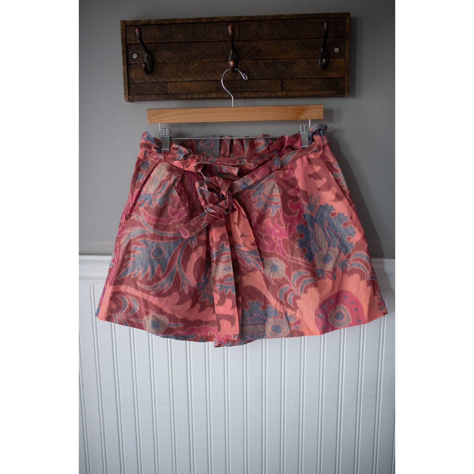 Ulla Johnson Printed Paperbag-Waist Shorts 10 New